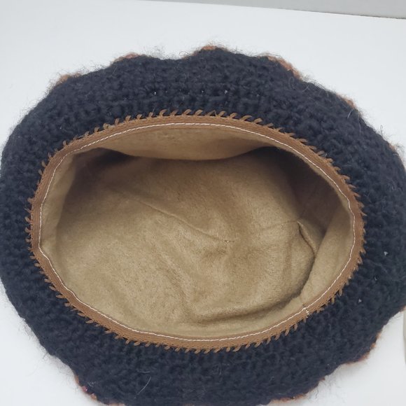 Lined Black Hat with Large Flower and Tassel Leaves - Picture 5 of 5